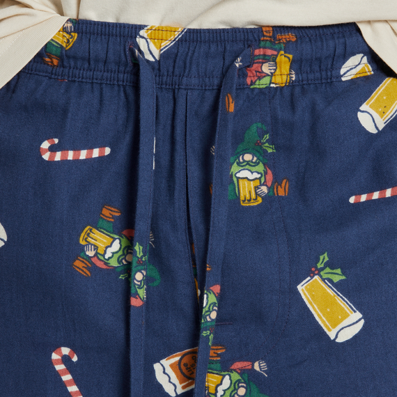 Life is Good Men's Classic Sleep Pant - Holiday Gnome Beer Pattern