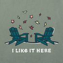 Life is Good Women's Long Sleeve Crusher Vee - Adirondack I Like It Here Fall