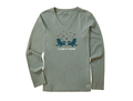 Life is Good Women's Long Sleeve Crusher Vee - Adirondack I Like It Here Fall