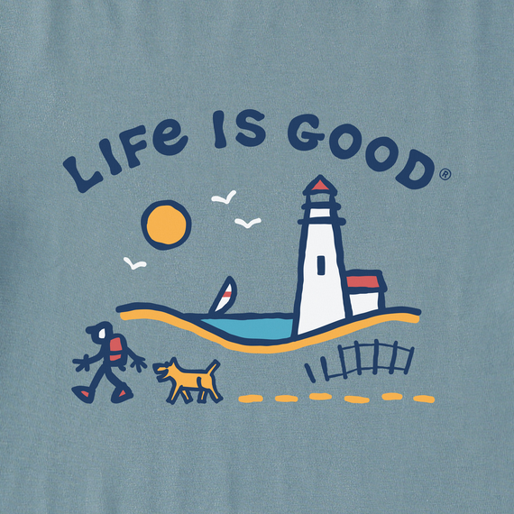 Life is Good Women's Long Sleeve Crusher Vee - Jake & Rocket Lighthouse Walk