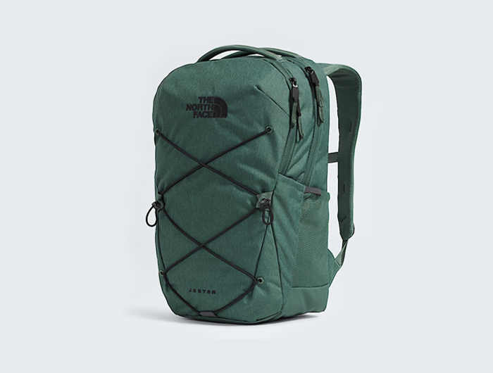 The North Face JESTER Backpack: Duck Green Dark Heather/Black The North Face JESTER Backpack: Duck Green Dark Heather/Black