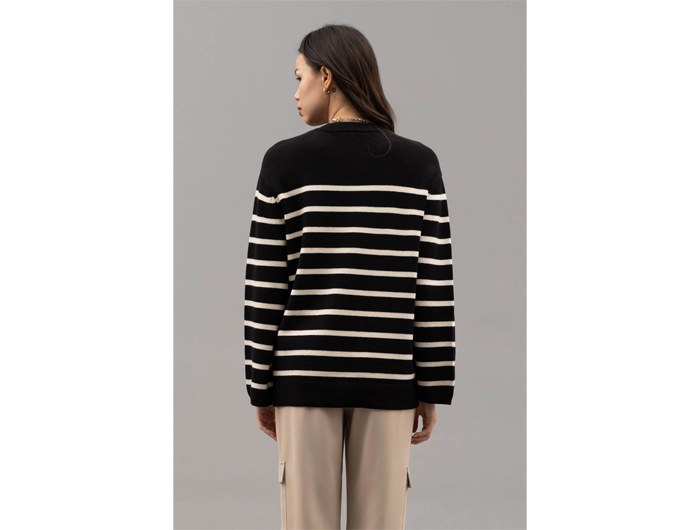 Blu Pepper Women's Drop Shoulder Striped Sweater