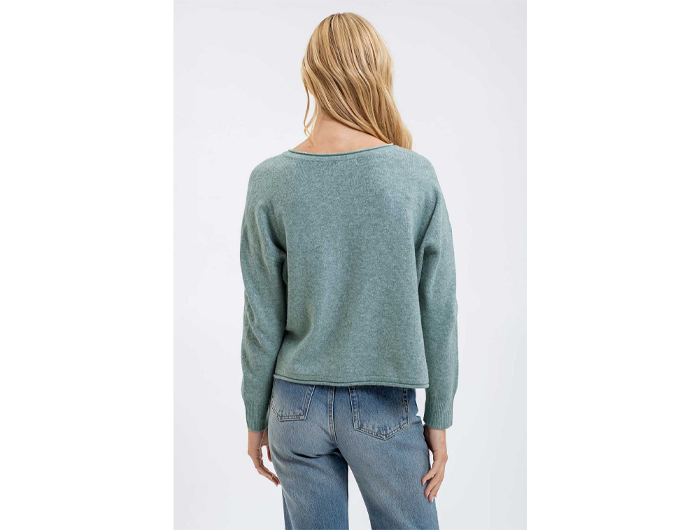 Blu Pepper Women's Split Neck Exposed Seam Sweater