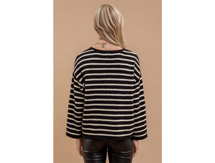 Blu Pepper Women's Boat Neck Striped Sweater