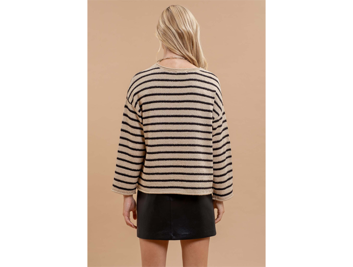 Blu Pepper Women's Boat Neck Striped Sweater