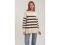 Blu Pepper Women's Drop Shoulder Striped Tunic Sweater