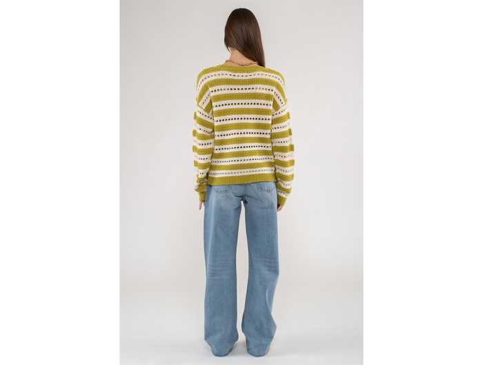 Blu Pepper Women's Striped Eyelet Knit Sweater