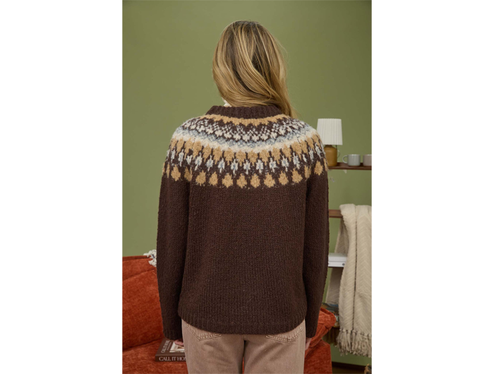 Blu Pepper Women's Fair Isle Pattern Crew Neck Sweater