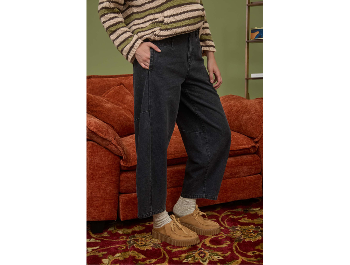 Blu Pepper Women's Denim Wide Leg Cropped Pants