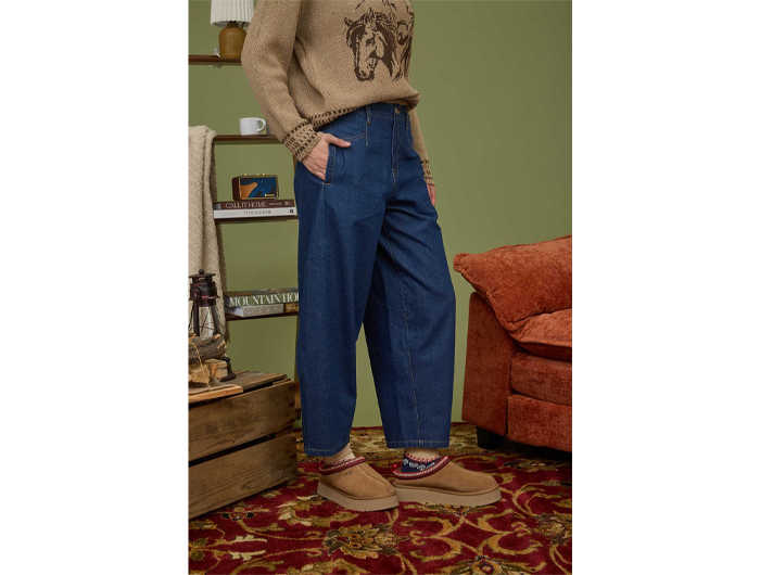 Blu Pepper Women's Denim Wide Leg Cropped Pants