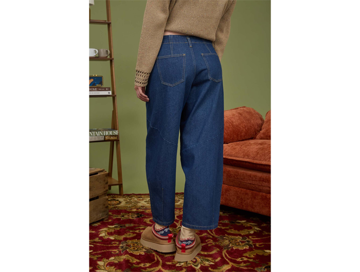 Blu Pepper Women's Denim Wide Leg Cropped Pants