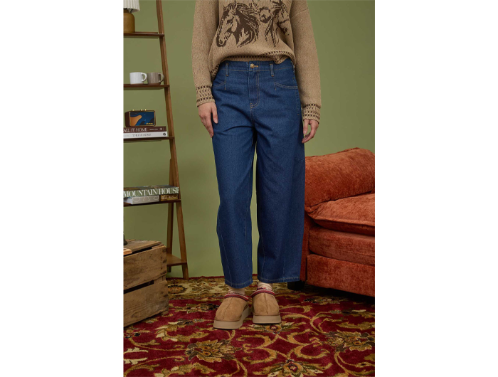 Blu Pepper Women's Denim Wide Leg Cropped Pants