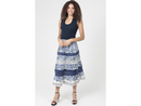 Angie Women's Mixed Materials Tiered Midi Skirt
