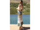 Angie Women's Mixed Materials Tiered Midi Skirt