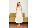 Blu Pepper Women's Tie Neck Clip Dot Midi Dress