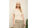 Blu Pepper Women's Lace Up Neck Short Sleeve Crochet Top