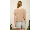 Blu Pepper Women's Lace Up Neck Short Sleeve Crochet Top