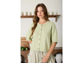 Blu Pepper Women's Raw Edge Short Sleeve Button Cardigan