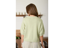 Blu Pepper Women's Raw Edge Short Sleeve Button Cardigan