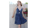 Angie Women's Denim Twist Front Tiered Dress