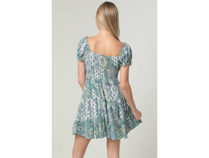 Angie Women's Tie Neck Puff Sleeve Mini Dress