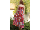 Angie Women's Keyhole Back Tiered Patchwork Maxi Dress