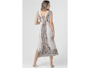 Angie Women's Lace Trim Open Back Maxi Dress
