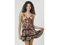 Angie Women's Twist Bust Lace Trim Tiered Mini Dress