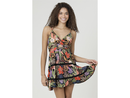 Angie Women's Twist Bust Lace Trim Tiered Mini Dress