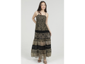 Angie Women's Smocked Top Lace Inset Maxi Dress