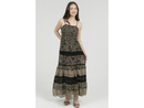Angie Women's Smocked Top Lace Inset Maxi Dress