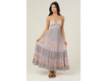 Angie Women's V-Neck Lace Trim Maxi Dress