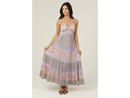 Angie Women's V-Neck Lace Trim Maxi Dress