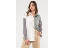 Blu Pepper Women's Colorblock Corduroy Button Up Shacket
