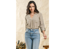 Blu Pepper Women's Long Sleeve Button Back Woven Top