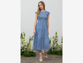 Blu Pepper Women's Smocked Top Tiered Midi Dress