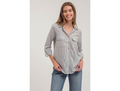 Blu Pepper Women's Tab Sleeve Striped Button Down Shirt