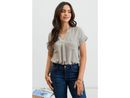 Blu Pepper Women's Split Neck Button Back Top