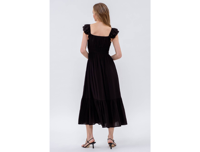 Blu Pepper Women's Sweetheart Neck Shirred Midi Dress Blu Pepper Women's Sweetheart Neck Shirred Midi Dress