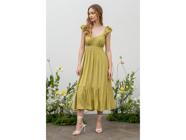 Blu Pepper Women's Sweetheart Neck Shirred Midi Dress