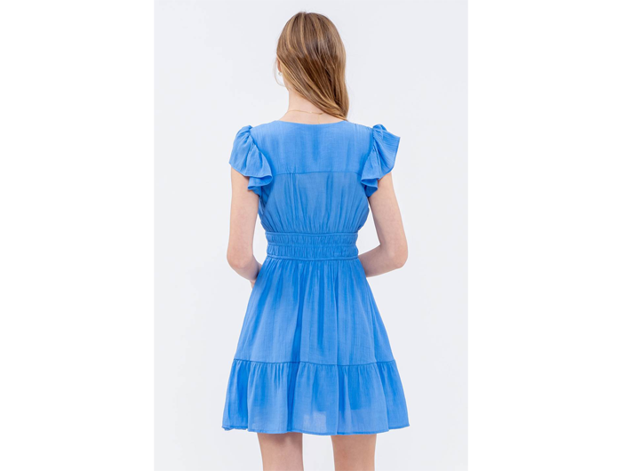Blu Pepper Women's V-Neck Shirred Waist Mini Dress