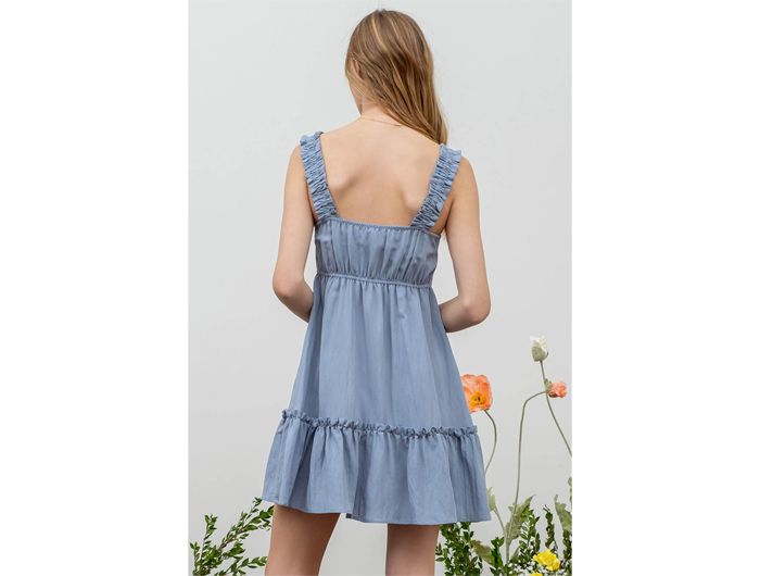 Blu Pepper Women's Ruched Strap Mini Dress
