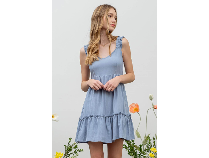 Blu Pepper Women's Ruched Strap Mini Dress Blu Pepper Women's Ruched Strap Mini Dress
