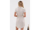 Blu Pepper Women's Belted Collared Button Down Dress