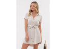 Blu Pepper Women's Belted Collared Button Down Dress