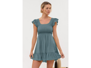 Blu Pepper Women's Smocked Top Ruffle Hem Mini Dress