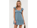 Blu Pepper Women's Ruched Bust Ruffle Mini Dress