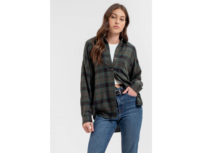 Blu Pepper Women's Button Down Plaid Shirt