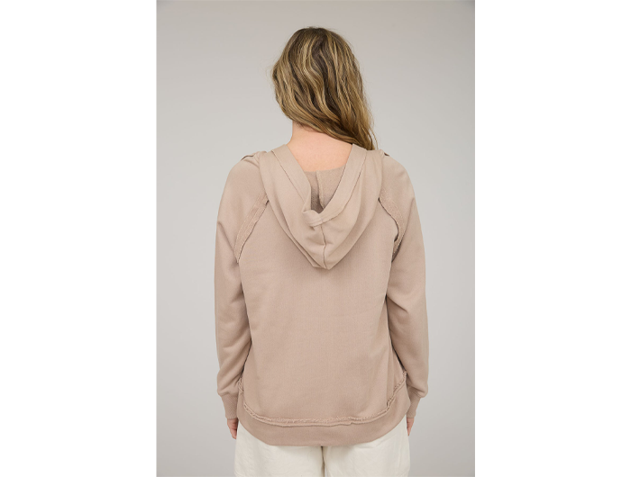 Blu Pepper Women's Raw Edge V-Neck Hoodie