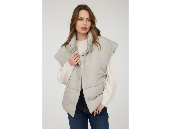 Blu Pepper Women's Oversized Snap Button Puffer Vest